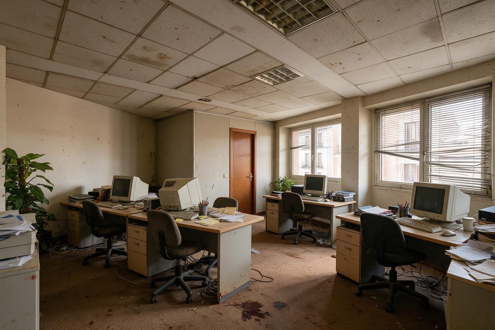 La misma oficina antes de la obra, diáfana y sin instalaciones