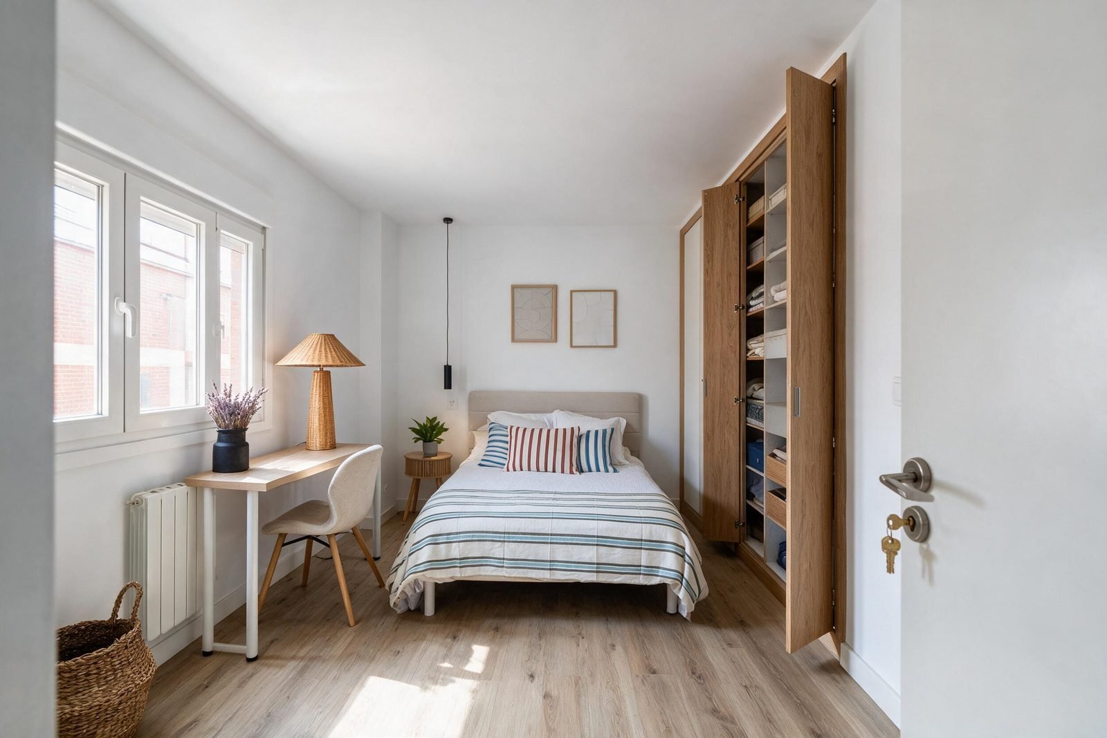 Dormitorio reformado en Madrid con armario empotrado de roble